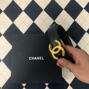 Chanel Black Leather Belt